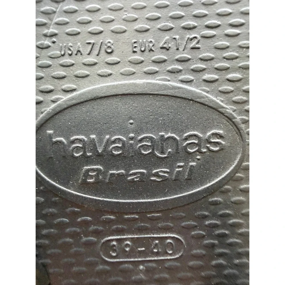 Havaianas Brasil Logo Black Flip Flops Sandals Mens 7/8 Womens 9/10